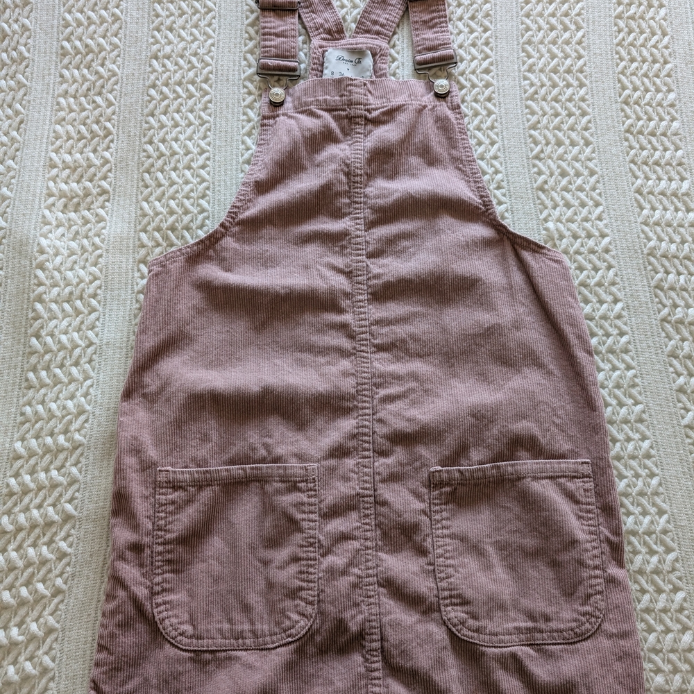 Pink Corduroy Overall Dress